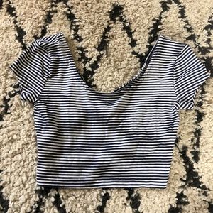 Charlotte Russe Blue Stripped Crop Top - Small